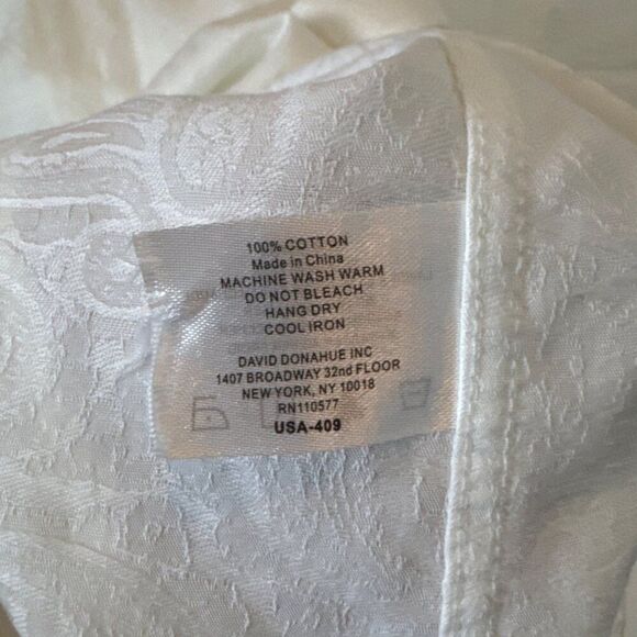 David Donahue Mens White Paisley Dress Shirt 100% Cotton Size 17 - Picture 8 of 10